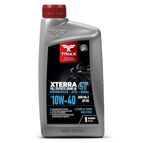 TRIAX XTerra 4T 10W-40 Full Synthetic 4 Stroke Engine Oil | For Motorcycles, ATVs, Quads & Snowmobiles | Exceeds JASO MA2 & API SL/SM/SN | True All Season | Race Ready (1 Quart) - size: 1 Quart