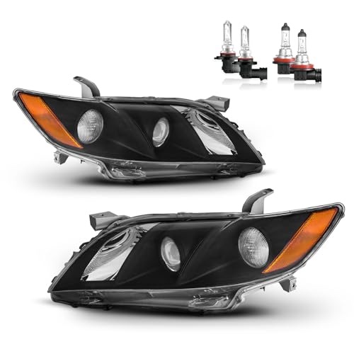Anti-Fogging Headlights for 2007-2009 Toyota Camry - color: Matte Black | With High & Low Beam Bulbs