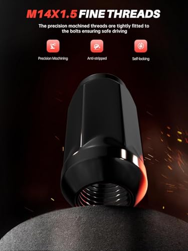 Sposuit 20 Pcs M14x1.5 Black Lug Nuts, 19mm Hex - Replacement for Jeep - color: Black, size: M14x1.5, style: 20 Pcs HexDrive