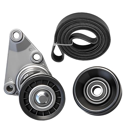 Serpentine Belt Kit With Tensioner And Idler Pulley For Cadillac Chevy GMC - size: Gm Silverado, Sierra, Yukon, Hummer (02-08)