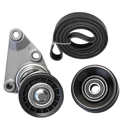 Serpentine Belt Kit With Tensioner And Idler Pulley For Cadillac Chevy GMC - size: Gm Silverado, Sierra, Yukon, Hummer (02-08)