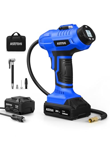 AstroAI Cordless Tire Inflator Portable Air Compressor 160PSI 12VDC Battery - color: Blue