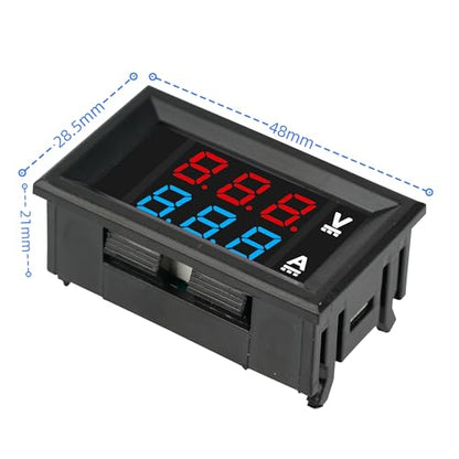 3Pcs LED Digital Ammeter Voltage Meter DC 0-100V 10A 0.28"