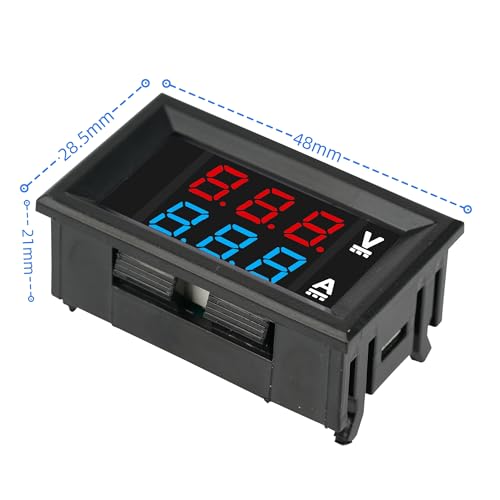 3Pcs LED Digital Ammeter Voltage Meter DC 0-100V 10A 0.28"