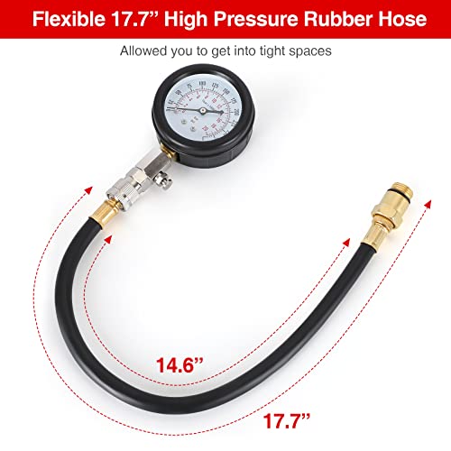 Compression Tester,Test Gauge, Motorcycle, car, Outboard Engine, Chainsaw, Snowmobile, car, Gasoline, Gas Engine - color: RED