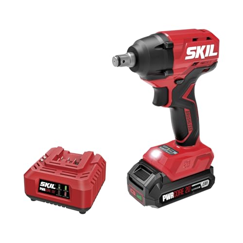SKIL PWR CORE 20V Brushless 1/2 In. Impact Wrench with Two Speed Selection, includes 2.0Ah Battery and 20V Standard Charger - IW6720B-10