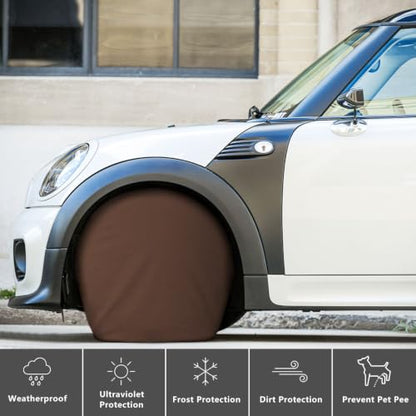 eletecpro RV Tire Covers, Fit 29-32 Inch Tire Diameters, Brown, 4-Pack - color: Brown, size: L (Fits Tire Diameters 29''-32'')