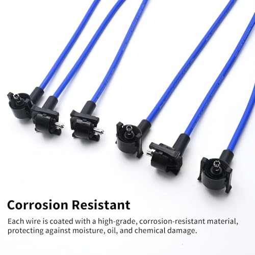 Saihisday 6Pcs ST-6265 8.0mm Spark Plug Blue Wire Set Ignition Spark Plug Wires Replacement for Ford Explorer 2005-2010 Compatible with Mountaineer 4.0L V6(Blue)