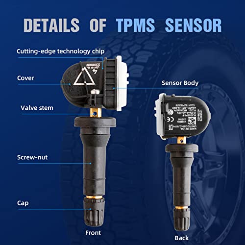 433MHz 4Pcs Tire Pressure Monitoring System Sensor (TPMS) Snap-in Replacement for 13598773 13589601 13540602 13589256 - color: TPMS-13598773