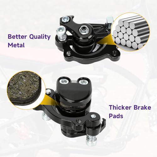 HIAORS Mini Bike Rear Disc Brake Caliper for Coleman CT100U CC100X B100 RB100 Baja DB30 Motovox MBX10 MBX11 GMB100 79cc 97cc 99cc 105cc 2.5hp 2.8hp Mega Moto MM-B80 MM-B105 Parts Brake Pads Black - color: Black