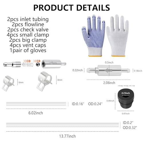 2PCS Brake Bleeder Hose with Gloves - One Way Check Valve Tube Bleeding Tool Kit for Car Motorcyle with Metal Clips