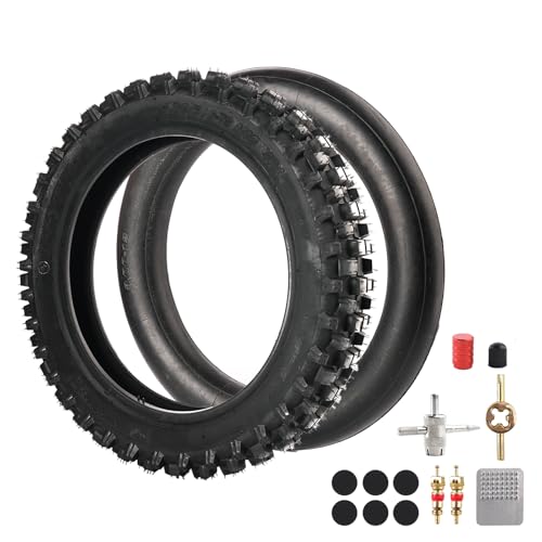 80/100-12 Rear Tire 3.00-12 Inner Tube 12 Inch for KLX110 KX60 KX65 PW80 TTR90 TTR110 CRF70 XR70 Suzuk* RM60 JR80 DS80 DRZ110 Apollo RFZ SSR TaoTao 110cc 125cc Pit Dirt Bike - size: 80/100-12"