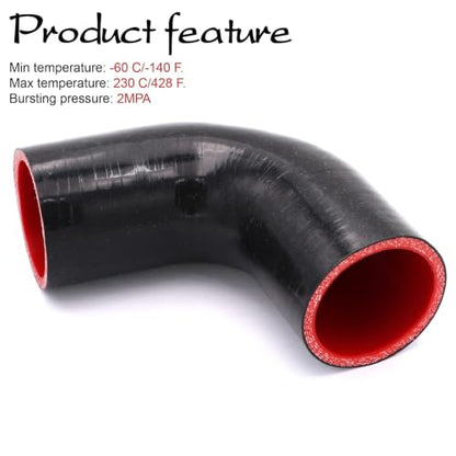 90 Degree Elbow ID 2 inch(51mm) Silicone Coupler Hose 4-Ply - size: ID 2"