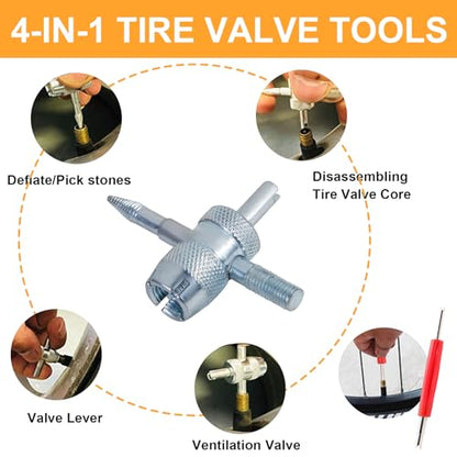 Richcat 51025 Quick Tire Valve Change Tool for Cars,Tire Valve Stem Core Quickly Replacement Tool Kit,Perfect Tool for Replacing Leaky Valves in Cars,ATVs,Trucks, etc.with TR413/TR414 - size: Set A