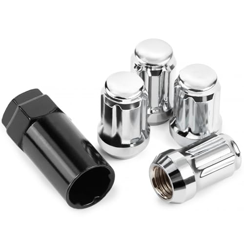 JiiinMiiin M12x1.5 Wheel Locks 4PCS, 1.37 inch Length with 1 Key, Cone Seat - color: Chrome, size: M12x1.5, style: 4pcs - 1.38"tall lock