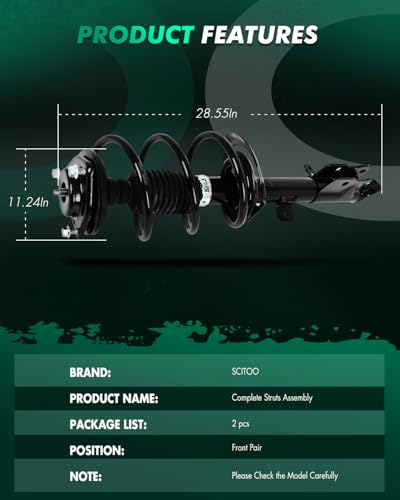 SCITOO Shock Struts Front Pair Fit for 2007-2012 for Dodge Caliber