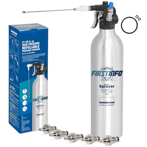 FIRSTINFO 620 mL Aluminum Refillable Fluid Sprayer, 140 PSI with 6 Nozzles - size: 21 Ounces w/ 6 Nozzles