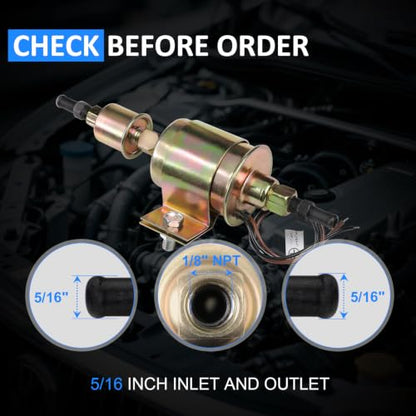 Universal 12V Low Pressure Electric Inline Fuel Pump 5-9 PSI - size: 5-9 PSI 30GPH