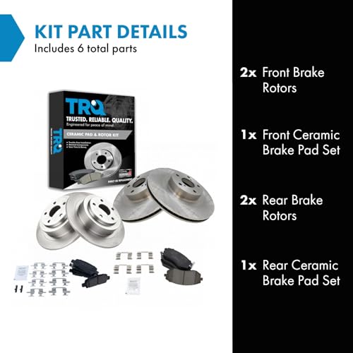 TRQ Front and Rear Brake Pad and Rotor Set Ceramic Vented Rotors - style: BKA11609