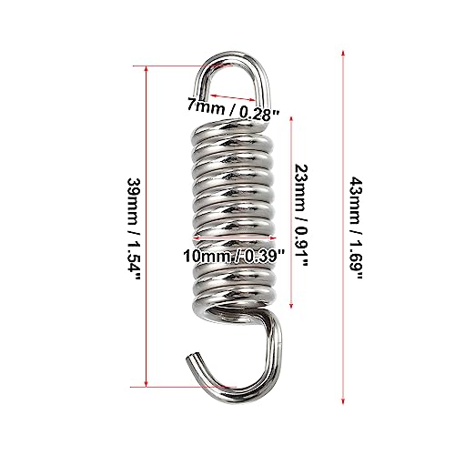 X AUTOHAUX 2 Pcs Motorcycles Universal Exhaust Pipe Spring 43mm 1.69" Stainless Steel Exhaust Pipe Spring Hook Modified Accessory
