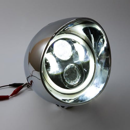 Motorcycle Headlight 5" Refit Vintage Head Lamp For Chopper Bobber Cruises Softail 883 Steed VLX 400 600 Magna 250 750 (Silver Shell)