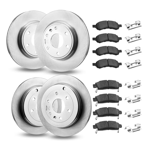 VEVOR Front & Rear Brake Kit Compatible with 2008-2017 Buick Enclave, 2009-2017 Chevrolet Traverse/2007-2010 Saturn Outlook, 2007-2016 GMC Acadia/2017 GMC Acadia Limited, Hollow Brake Rotors Pads Kit - size: R-55150 + R-55151