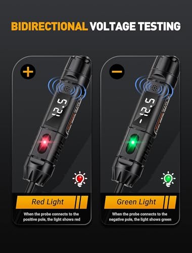 Upgraded Heavy Duty Circuit Tester with Buzzer, 3-72V DC Digital LED Test Light with Voltmeter, Automotive Light Tester with Illumination, Fuse Voltage Tester Auto Electrical Tool