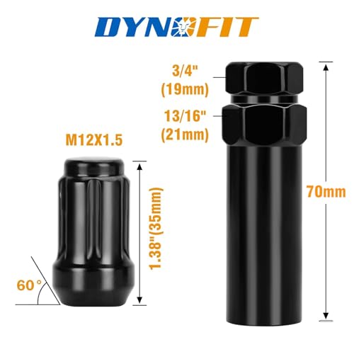 Dynofit 12x1.5 ATV Lug Nuts, for Polaris Honda,16PCS for Aftermarket Wheel - size: M12 x 1.5