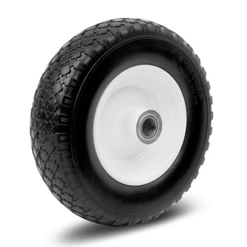 MaxxHaul 12" Flat Free Solid Tire 4.10/3.50-6" Replacement Wheel – 1" Bore 5/8" Adapter & 3.75" Center Hub – Fits Compatible Trailer Dollies & Equipment Requires Matching Axle Dims – 330LB Cap (50502) - style: Replacement Wheel