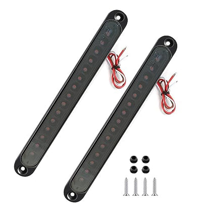 2 Pcs 10 Inch Smoke Lens Red 15 LED Trailer Brake Tail Light Bar - color: Smoke Lens