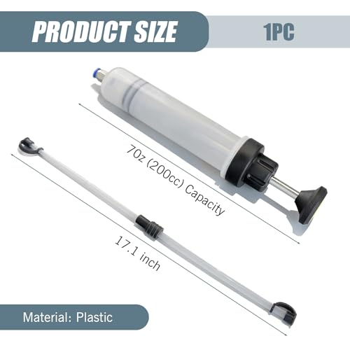 1 PC Car Manual Oil Extraction Pump, 200CC Power Steering Transmission Car Brake No Leak No Spill Oil Pump with Gasket Hose, Universal Car Vacuum Fuel Transfer Accessories (Transparent)