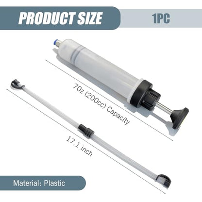 1 PC Car Manual Oil Extraction Pump, 200CC Power Steering Transmission Car Brake No Leak No Spill Oil Pump with Gasket Hose, Universal Car Vacuum Fuel Transfer Accessories (Transparent)