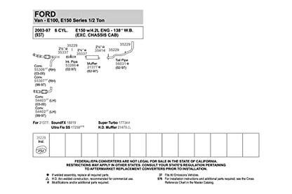 Walker SoundFX 18819 Direct Fit Exhaust Muffler 2.5" Inlet (ID) 2.5" Outlet (ID) for Ford E-250