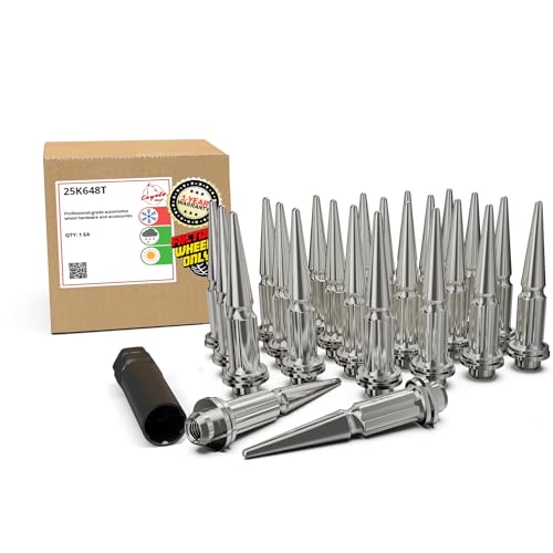 Wheel Accessories Parts 24 Pcs M14x1.5 14x1.5 Thread ET Spline Spike 4.75" Long Chrome Truck Spline Hex Fits Toyota Tacoma Tundra 4Runner - color: Chrome, size: 24 Pack Spike, style: Toyota 22+ Tundra 24+ Tacoma