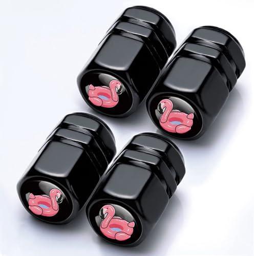 4Pack Flamingo Tire Valve Caps Aluminum Leak-Proof Valve Stem Covers - color: Flamingo