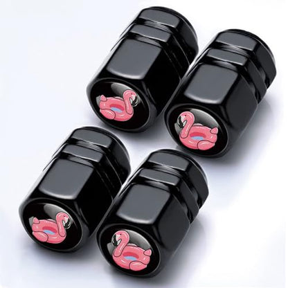 4Pack Flamingo Tire Valve Caps Aluminum Leak-Proof Valve Stem Covers - color: Flamingo