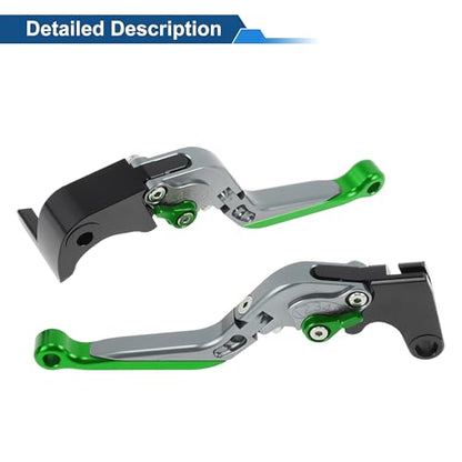 Short/Long Brake Clutch Levers for Yamaha YZF-R7 21-25 6 Position - color: Titanium Handle Green End