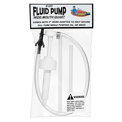 Slippery Pete - Fluid Pump for Wide-Mouth Quart Bottles - 8cc per Pump Stroke and 3rd Hand Adapter, Transfer Gear Oil, Transmission and Differential Fluid (38mm) - size: 38mm
