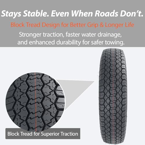Set of 2 ST205/75D15 Trailer Tires for Utility, Boat & Cargo Trailers, Durable Heavy-Duty Replacement Wheels