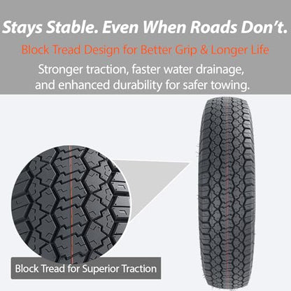 Set of 2 ST205/75D15 Trailer Tires for Utility, Boat & Cargo Trailers, Durable Heavy-Duty Replacement Wheels