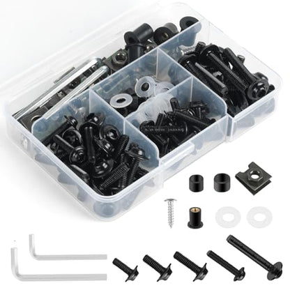 177Pcs Motorcycle Fairing Bolt Kit, Stainless Steel M5 M6 Black