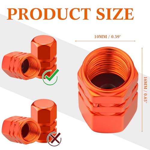 Tallew 50 Pcs Tire Valve Stem Caps Metal Aluminum Tire Caps, Orange - color: Orange