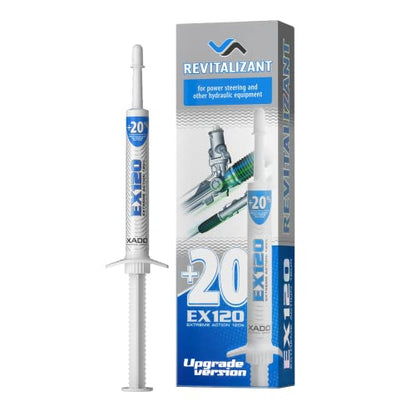 XADO Power Steering Fluid Oil Additive EX120 - Metal Repair Conditioner and Revitalizant for Steering Wheel Booster and Hydraulic Equipment - Protective Fluid Treatment from Wear (Syringe, 8 ml)