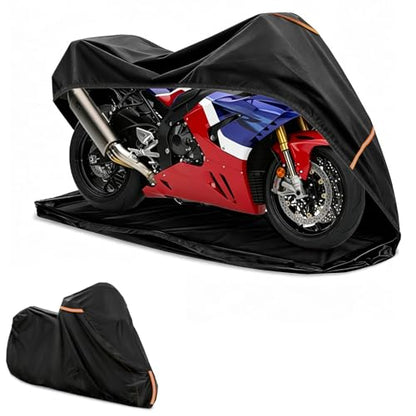 Full Enclosed Motorcycle Cover Waterproof,Heavy Duty 600D Oxford Outdoor Indoor Motorcycle Full Cover with All-Round Enclosed Zipper and Reflective Strips,Fits Most Heavy Duty Scooter Moped Motorcycle - size: 96" W x 43" D x 56" H