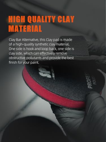 SPTA Clay Bar Pad, 3 Inch Mid Grade,1Pc Handle Grip Pad and 1 Pc Clay Bar Applicator, Synthetic Clay Bar Pad for DA Polisher and Rotary Polisher for Car Detailing, Clay Bars Auto Detailing -CHMLP3MA - size: 3inch (80mm)