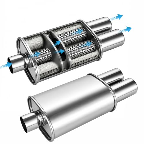 Catekro Exhaust Muffler Y Pipe 2.5" Inlet 3" Dual Outlet 21.3" Length - color: 1 Inlet to 2 Outlet