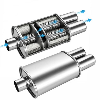Catekro Exhaust Muffler Y Pipe 2.5" Inlet 3" Dual Outlet 21.3" Length - color: 1 Inlet to 2 Outlet