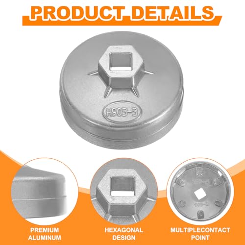 HARFINGTON 2pcs Oil Filter Cap 15 Flute 82.5x41x74mm (WxHxID) 1/2" Square - size: 15 Flute 82.5 x 41 x 74mm