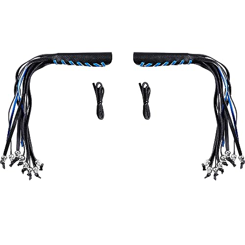2 PCS Faux Leather Motorcycle Lever Covers With Fringes and Skulls - Brake Clutch Grip Tassels Handlebar Handle Wraps - color: Black & Blue Laces*1 & Black Laces*1