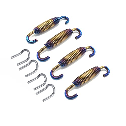 WANLIAN 8 Pcs Motorcycle Exhaust Springs 58mm/2.28", Universal Fit Exhaust Pipe Muffler Spring with Swivel Hooks, U-Shape Welded Fasteners, Stainless Steel Exhaust Springs Replacement Kit (Colorful) - color: Colorful 8 Pack